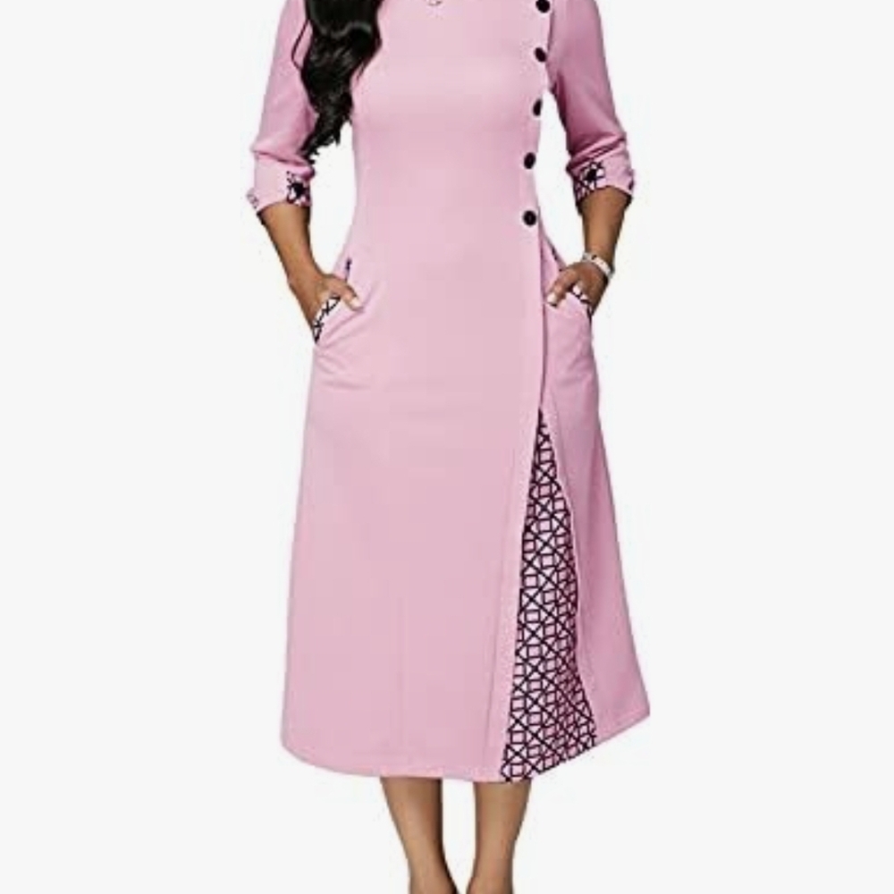 Elegant Pink Button-Down Dress